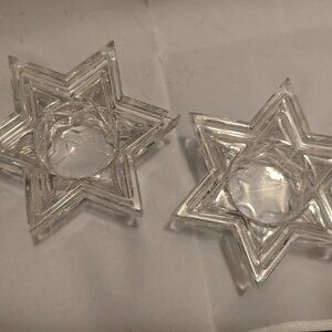 Stunning Lead Crystal Star of David Candle Holder